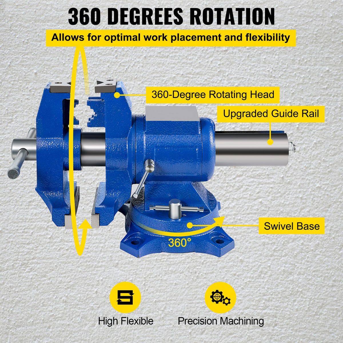 Multipurpose Vise 6-Inch Bench Vise 360-Degree Rotation Clamp on Vise with Swivel Base and Head Heavy Duty Multi-Jaw Vise for Clamping Fixing Equipment Home or Industrial Use