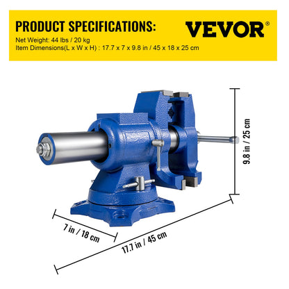 Multipurpose Vise 6-Inch Bench Vise 360-Degree Rotation Clamp on Vise with Swivel Base and Head Heavy Duty Multi-Jaw Vise for Clamping Fixing Equipment Home or Industrial Use