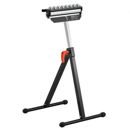 Rullstativ, 136 kg lastkapacitet, 68–108 cm justerbar höjd, hopfällbar, kraftig med 29,2 cm polerat rullhuvud i flera riktningar, för bordssågens utmatning, träbearbetningsförlängningsstöd