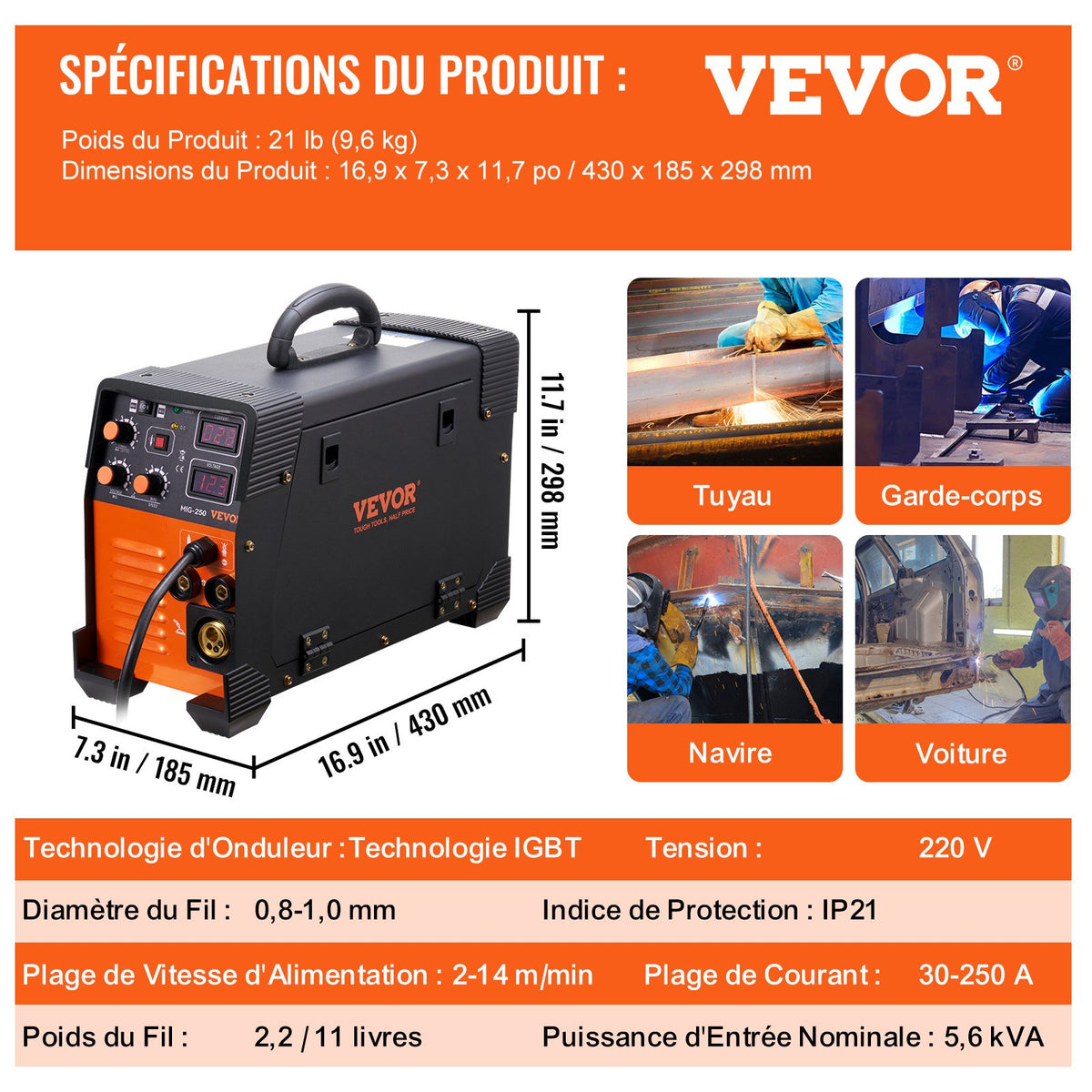 MIG Welder 250 Amp MIG TIG Arc Welder 3 in 1 Welder Welding Machine 220V TIG Welder Lift ARC Welder MMA Stick IGBT DC Inverter Welder Digital Display Combo Welding Machine