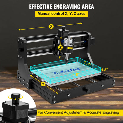 CNC 3018 Pro 2500MW 300×180×40mm CNC-maskin GRBL-styrd minilasergravör med offline-kontroller 3-axlig lasergraveringsmaskin för snidning, fräsning, plast, akryl, PVC, trä