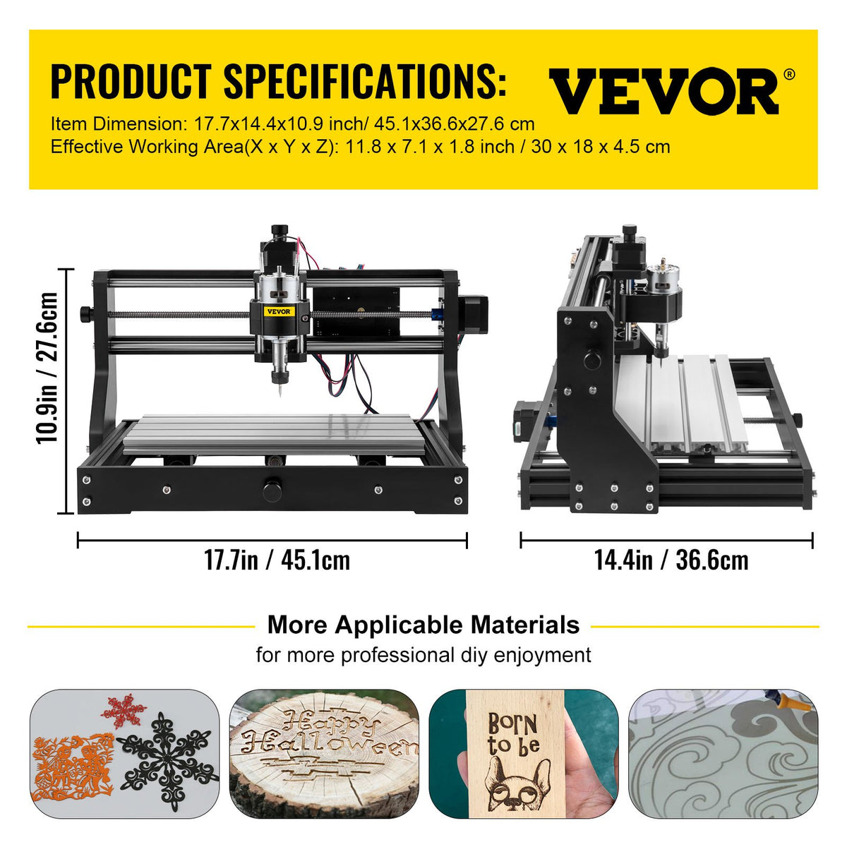 CNC 3018 Pro 500mw 300×180×45mm CNC-maskin GRBL-styrd minilasergravör med offline-kontroller 3-axlig lasergraveringsmaskin för snidning, fräsning, plast, akryl, PVC, trä
