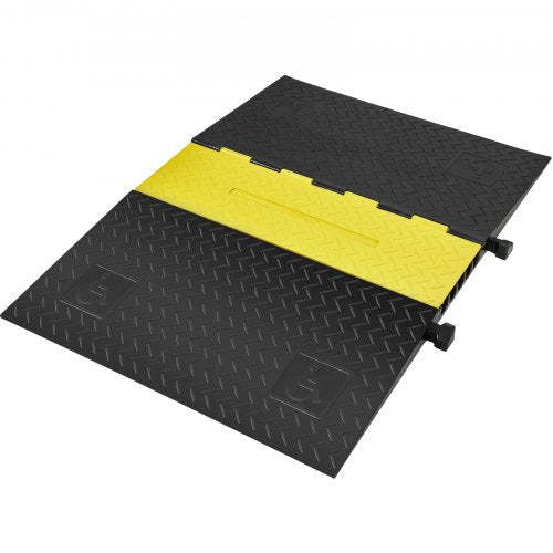 Gummikabelskyddsramp 114,5x80x5 cm, 5-kanalig 10t kapacitet Kraftigt vajerskydd Rampslangsladdramp Uppfart, Trafikfarthinder med öppningsbart skydd för inomhus- och utomhusbruk