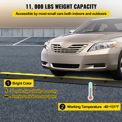 Cable Protector Ramp 101x24.5x5 cm , 5 Packs 2 Channels Speed Bump Hump, Rubber Modular Speed Bump Rated 4989.5 kg Load Capacity, Protective Wire Cord Ramp Driveway Rubber Traffic Speed Bumps Cable Protector