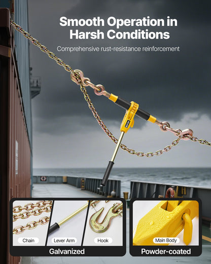 Ratchet Chain Binder, 8 mm x 3 m G80 Chains, 3629 kg Working Load of Ratchet Load Binder, Chains and Binders Set, Tie Down Hauling Chain Binders for Hauling, Towing, Logging, Lifting
