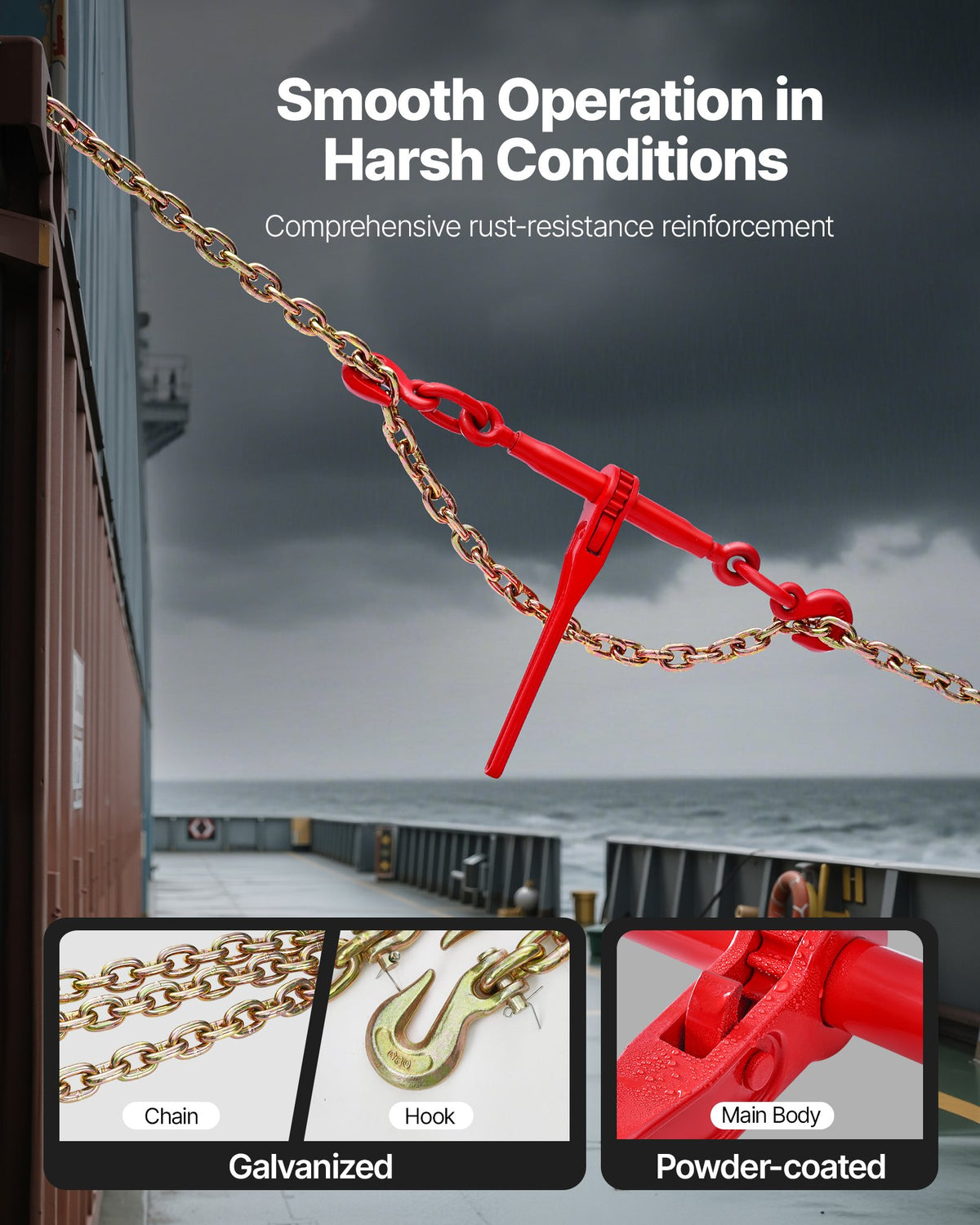 Ratchet Chain Binder, 10 mm x 3 m G80 Chains, 4173 kg Working Load of Ratchet Load Binder, Chains and Binders Set, Tie Down Hauling Chain Binders for Hauling, Towing, Logging, Lifting