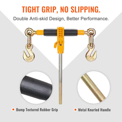 Ratchet Chain Binder, 0.8 - 0.9 cm Heavy Duty Load Binders, with G80 Chains 3220 kg Secure Load Limit, Labor-saving Anti-skid Handle, Tie Down Hauling Chain Binders for Flatbed Truck Trailer, 4 P