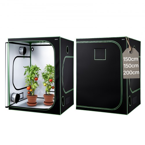 Inomhusväxttältkit, 150 x 150 x 200 cm, inomhusväxttält med fullspektrum LED-växtljus och ventilationssystem, 600D högreflekterande Mylar, odlingstält för blomstergrönsaker