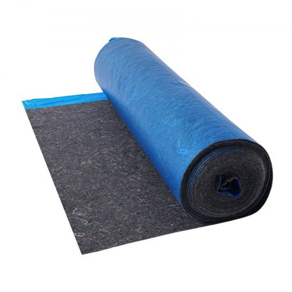 Golvunderlag 9,3 m²/rulle, 3 mm tjock laminatgolvstoppning med bifogad ångspärr, kraftig fiber + PE-film, ljudisolering och bullerreducering, perfekt för vinylgolv