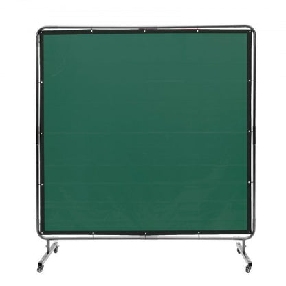 Svetsskyddsskärm med ram, 1,8 x 1,8 m svetsskyddsskärm, flamskyddad svetsskyddsskärm i vinyl på 4 svängbara hjul (2 låsbara), flyttbar och professionell för verkstad/industri, grön