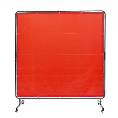 Svetsskärm med ram, 1,8 x 1,8 m svetsgardinskärm, flamskyddad svetsskyddsskärm i vinyl på 4 svängbara hjul (2 låsbara), flyttbar och professionell för verkstad/industri, röd