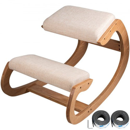 Ergonomic Kneeling Chair 99.8 kg Load Capacity Kneeling Posture Desk Chair Stool with Hip Cushion Kneeling Ergonomic Stool for Home Office Good Posture Computer Stool White Oak