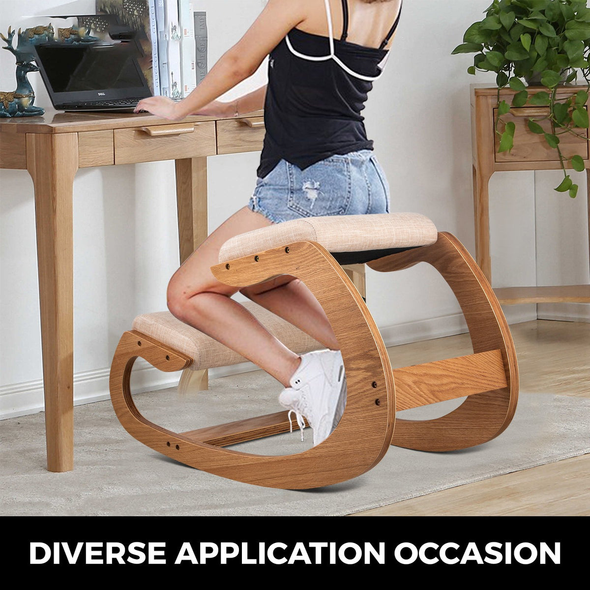 Ergonomic Kneeling Chair 99.8 kg Load Capacity Kneeling Posture Desk Chair Stool with Hip Cushion Kneeling Ergonomic Stool for Home Office Good Posture Computer Stool White Oak
