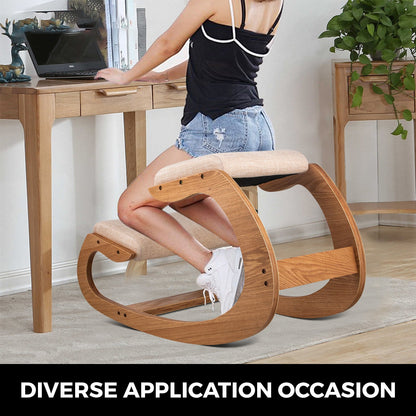 Ergonomic Kneeling Chair 99.8 kg Load Capacity Kneeling Posture Desk Chair Stool with Hip Cushion Kneeling Ergonomic Stool for Home Office Good Posture Computer Stool White Oak