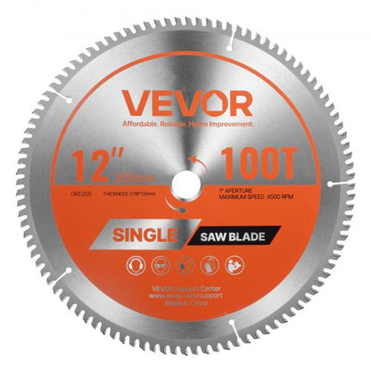 Circular Saw Blade, 305 mm Diameter, 100 Sharp Alloy Teeth, 25.4 mm Arbor, Fine Finish, Aluminum Cutting Blade for Circular Saw, with Noise-Reducing Heat Vents, for Cutting Steel and Metal