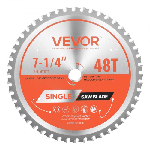 Circular Saw Blade, 185 mm Diameter, 48 Sharp Alloy Teeth, 15.875 mm Arbor, Fine Finish, Metal Cutting Blade for Circular Saw, with Noise-Reducing Heat Vents, for Cutting Steel and Aluminum