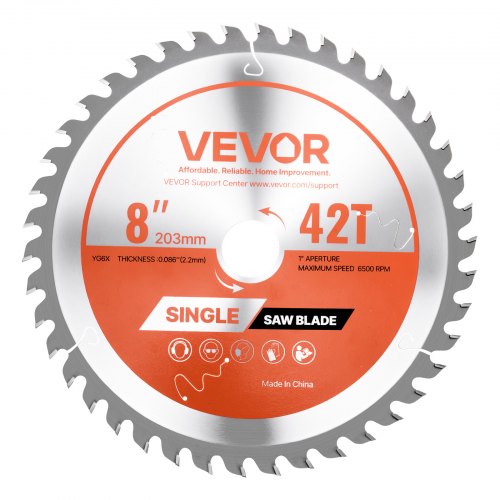 Cirkelsågblad, 203 mm diameter, 42 vassa legeringständer, 25,4 mm spindel, fin yta, träsågblad för cirkelsåg, med ljudreducerande värmeventiler, för sågning av plywood, OSB och lövträ