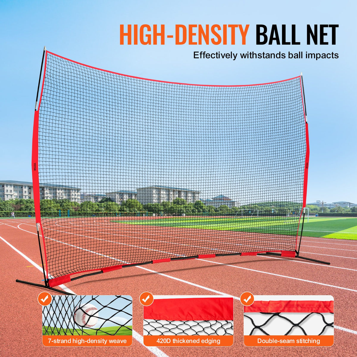 Barriärnät, 16x10 fot bollsportsbarriärnät, bärbar träningsutrustning med bärväska, skyddsskärm för baseboll, softboll, lacrosse, fotboll, hockeyträning, för bakgården