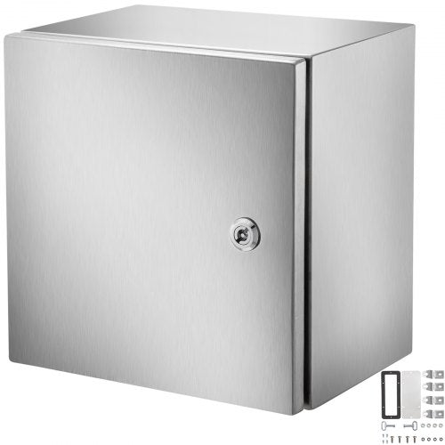 NEMA-kapsling i rostfritt stål, 300 x 300 x 200 mm NEMA 4X elbox i stål, IP66 vattentät och dammtät, kopplingsbox för utomhus-/inomhusbruk, med monteringsplatta