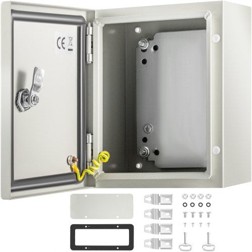 NEMA stålkapsling, 25x20x15 cm NEMA 4X stålelbox, IP66 vattentät och dammtät, kopplingsdosa för utomhus-/inomhusbruk, med monteringsplatta