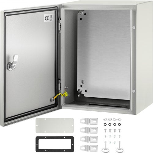 NEMA stålkapsling, 40x30x20 cm NEMA 4X stålelbox, IP66 vattentät och dammtät, kopplingsdosa för utomhus-/inomhusbruk, med monteringsplatta