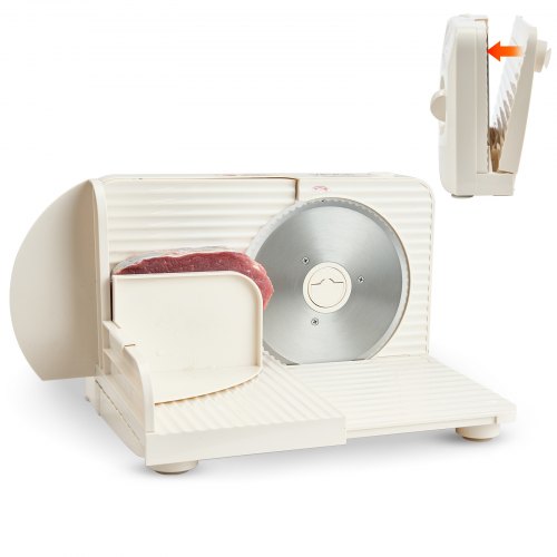 Meat Slicer, 180W Electric Deli Slicer Machine with 170 mm Sharp Blade, Home Meat-Slicer with 60-90 RPM Slicing Speed, 0-15 mm Adjustable Thickness, for Frozen Meat, Ham, Baguett & Prime Steak