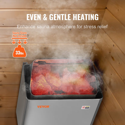 Bastuaggregat, 8KW elektrisk bastuugn, 400V 3N bärbar inomhus-/utomhusbastuaggregat med 3 timmars timer, inbyggda kontroller för 8-12 m³ hem, kommersiell hotellspadusch, slitstarkt rostfritt stål 430