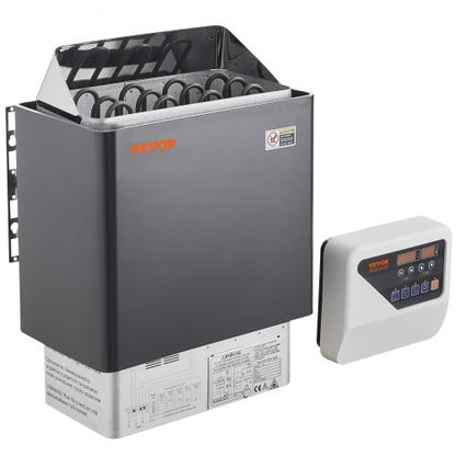 Bastuaggregat, 6KW elektrisk bastuugn, 400V 3N bärbar inomhus-/utomhusbastuaggregat med 3 timmars timer, digital styrenhet för 5-9 m³ hemmabruk, kommersiell hotellspadusch, max 110℃