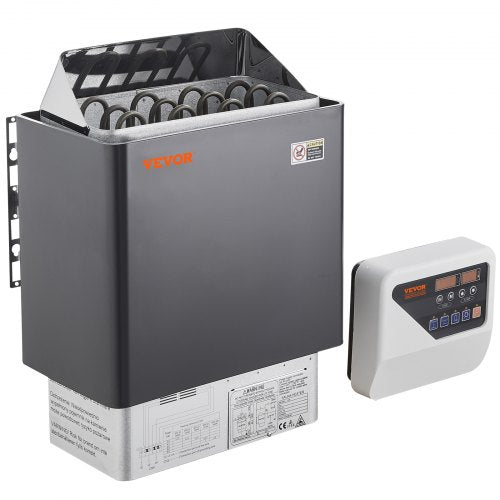 Bastuaggregat, 6KW elektrisk bastuugn, 400V 3N bärbar inomhus-/utomhusbastuaggregat med 3 timmars timer, digital styrenhet för 5-9 m³ hemmabruk, kommersiell hotellspadusch, max 110℃