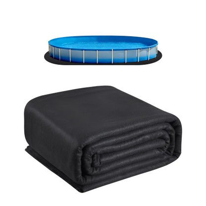 Oval poolmatta, 3,5 x 7,2 m poolmatta för ovanmarkspooler, extra tjock poolmatta, förhindrar punkteringar, underlag av återvunnet geotextilmaterial, förlänger fodrets livslängd