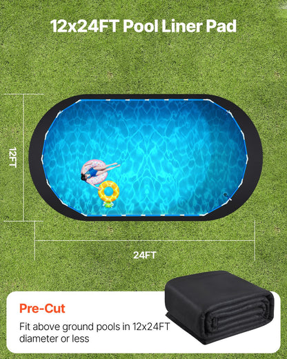 Oval poolmatta, 3,5 x 7,2 m poolmatta för ovanmarkspooler, extra tjock poolmatta, förhindrar punkteringar, underlag av återvunnet geotextilmaterial, förlänger fodrets livslängd