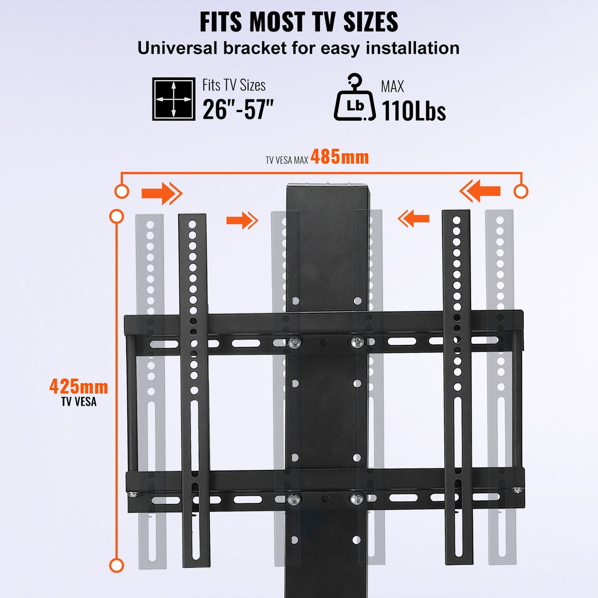 Motorized TV Lift Stroke Length 71.1 cm Motorized TV Mount Fit for 66–144.8 cm TV Lift with Remote Control Height Adjustable 71.1 cm Load Capacity 59.9 kg