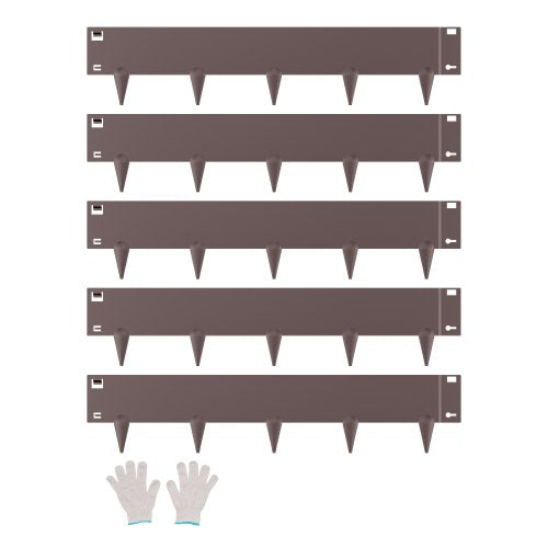 Stålkantlist, 5-pack 39 x 5 tum rostbeständig metallkantlist, böjbar trädgårdskant, kraftig gräsmatta, lätt att installera, rabattgångavdelare brun