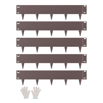 Stålkantlist, 5-pack 39 x 5 tum rostbeständig metallkantlist, böjbar trädgårdskant, kraftig gräsmatta, lätt att installera, rabattgångavdelare brun