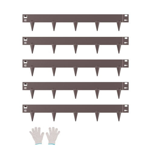 Stålkantlist, 5-pack 39 x 3 tum rostbeständig metallkantlist, böjbar trädgårdskant, kraftig gräsmatta, enkel att installera, rabattgångavdelare brun