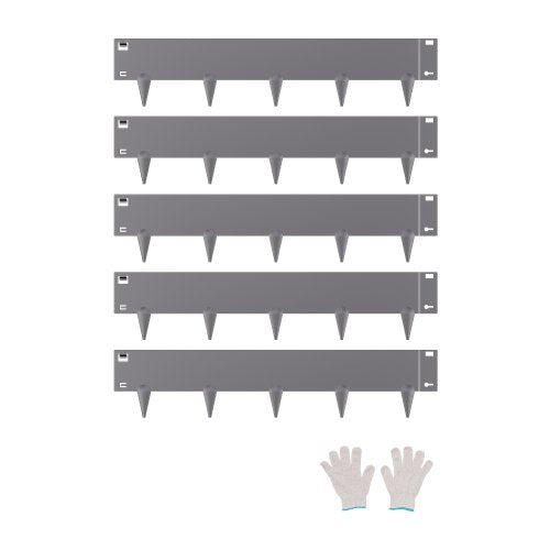 Stålkantlist, 5-pack 39 x 5 tum rostbeständig metallkantlist, böjbar trädgårdskant, kraftig gräsmatta, enkel att installera, rabattgångavdelare mörkgrå