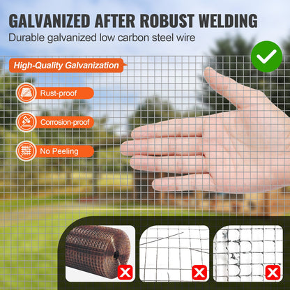 Hardware Cloth, 1/4 inch 36in x 50 ft 23 Gauge, Hot Dipped Galvanized Wire Mesh Roll, Chicken Wire Fencing, Wire Mesh for Rabbit Cages, Garden, Small Rodents