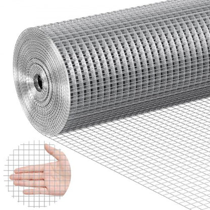 Järnvaruduk, 1/2 tum 48 tum x 50 fot 19 Gauge, varmgalvaniserad trådnätsrulle, hönsnätsstängsel, trådnät för kaninburar, trädgård, små gnagare
