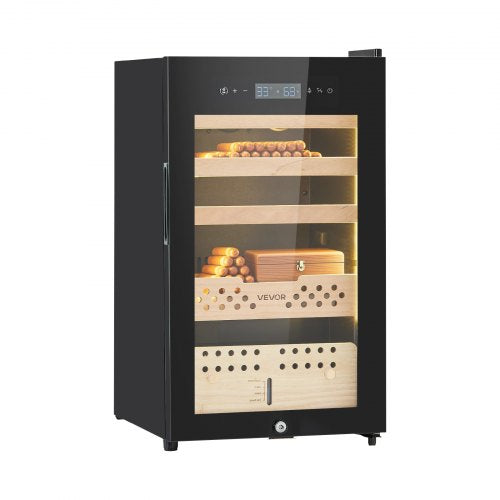 Electric Humidor, 70L, 400 Counts Electric Cigar Humidor Cabinet with Compressor Cooling, Constant Humidity & Temperature Control, Spanish Cedar Wood Shelves & Drawers, 4 Layers, for Household