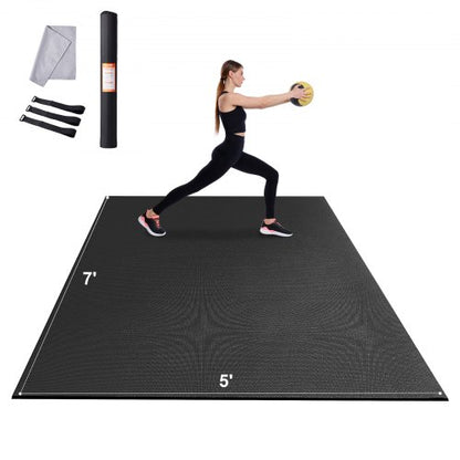 Träningsmatta, halkfri yogamatta med hög densitet, träningsyogamatta för män och kvinnor, fitness- och träningsmatta med väska och bärrem, för alla typer av hemmayoga, pilates och golvträning (7x5ft)