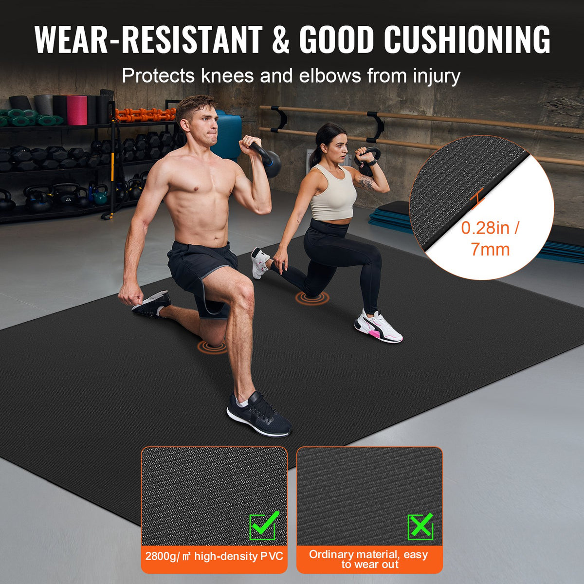 Träningsmatta Halkfri Yogamatta Gym Fitness Pilates Träningsmatta (2,4x15 m)