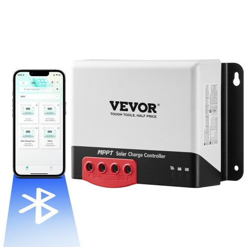 50A MPPT solladdningsregulator, 12V/24V automatisk DC-ingång, solpanelregulatorladdare med Bluetooth-modul, 98 % laddningseffektivitet för laddning av förseglade (AGM), gel-, översvämmade och litiumbatterier
