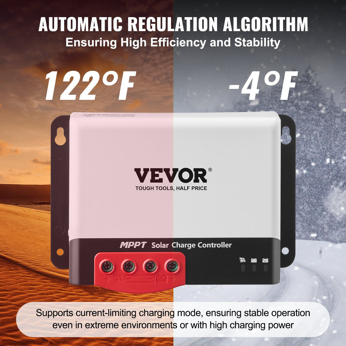 50A MPPT Solar Charge Controller, 12V / 24V Auto DC Input, Solar Panel Regulator Charger with Bluetooth Module, 98% Charging Efficiency for Sealed(AGM), Gel, Flooded and Lithium Battery Charging