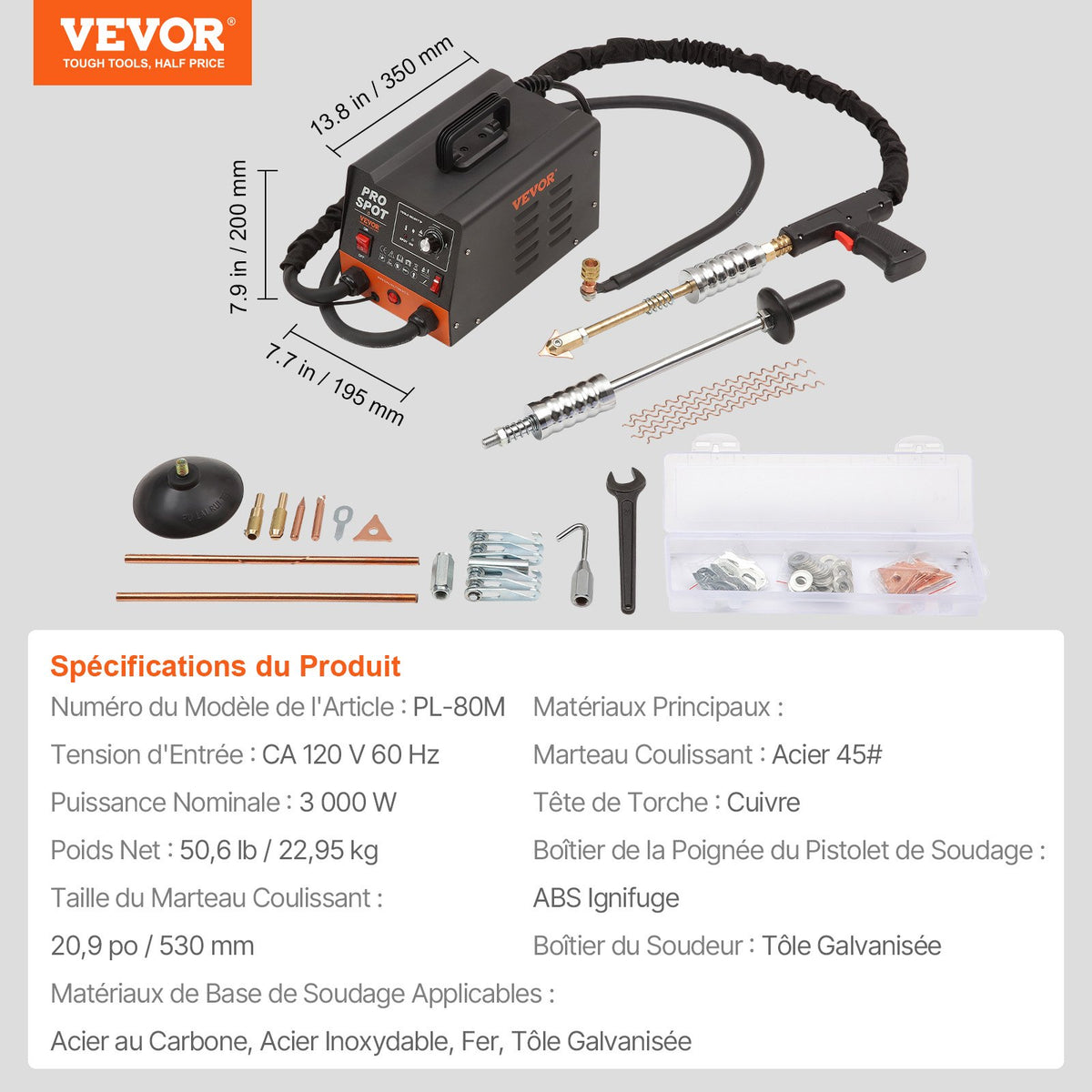 Stud Welder Dent Repair Kit 3 KW Spot Welder Dent Puller & 6 Welding Modes