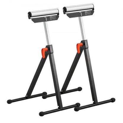 2-pack rullstativ, 135 lb lastkapacitet, 26,8-42,5" justerbar höjd, hopfällbar kraftig design med 11,5" polerat stålrullhuvud, för bordssågens utmatning, träbearbetningsförlängningsstöd