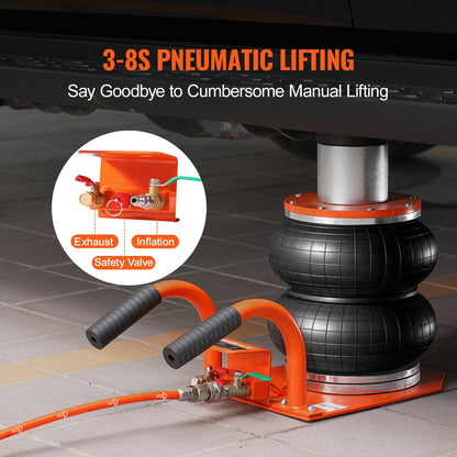 Luftdomkraft 3 ton/2993,7 kg pneumatisk domkraft med förhöjd pelare för sedan