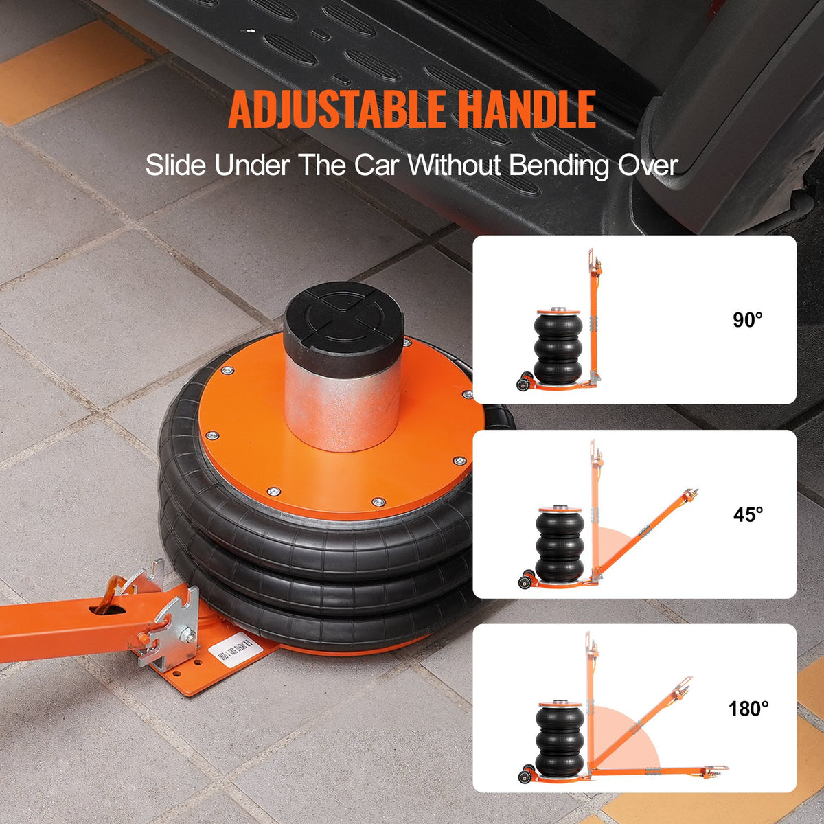 Air Jack, 5 Ton/11000 lbs, 4-10 S Pneumatic Lifting Jack with Heightened Column & Adjustable Handle, Easy-to-Lift & Space-Saving Jack with Thick Rubber Pad, Fits for Sedan, SUV, Pickup Truck
