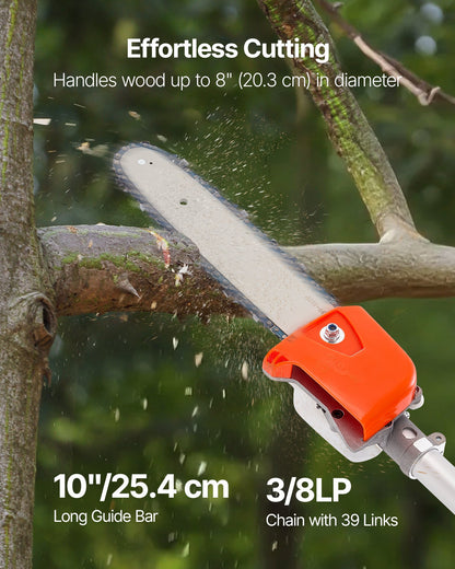 Bensindriven stångsåg, 33CC 2-takts bensindriven stångsåg med 20,3 cm skärsvärd, sladdlös trädtrimmer med 850 ml bränsletank, 2,08 till 3,58 m utdragbar, kraftfull motorsåg för trädbeskärning