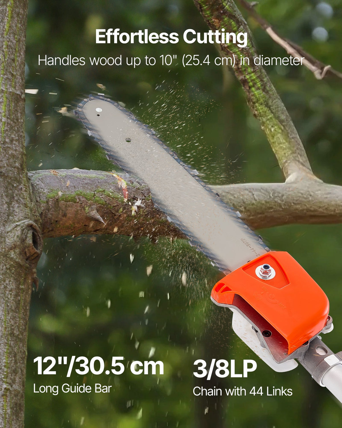 Bensindriven stångsåg, 25CC 2-takts bensindriven stångsåg med 30,5 cm skärsvärd, sladdlös trädtrimmer med 650 ml bränsletank, 2,12 till 3,62 m utdragbar, kraftfull motorsåg för trädbeskärning