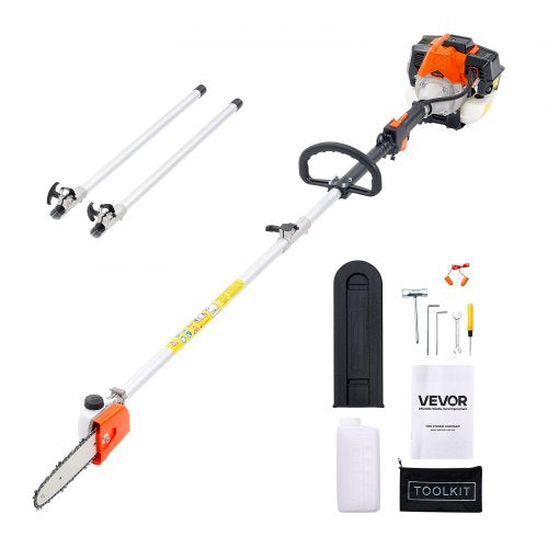 Bensindriven stångsåg, 33CC 2-takts bensindriven stångsåg med 20,3 cm skärsvärd, sladdlös trädtrimmer med 850 ml bränsletank, 2 till 3,5 m utdragbar, kraftfull motorsåg för trädbeskärning